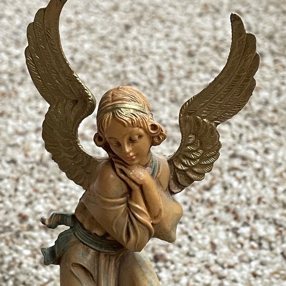 Genuine Made In Italy Wood Decoration Fontanini Figures Musical Angel With Baby - Picture 7 of 9